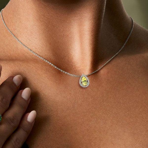 Sterling Silver Pear Cut Halo Pendant Necklace with 4.00 CT. TW Stones