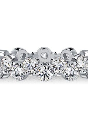 Sterling Silver Staggered Round Cut Cubic Zirconia Eternity Band Ring for Women