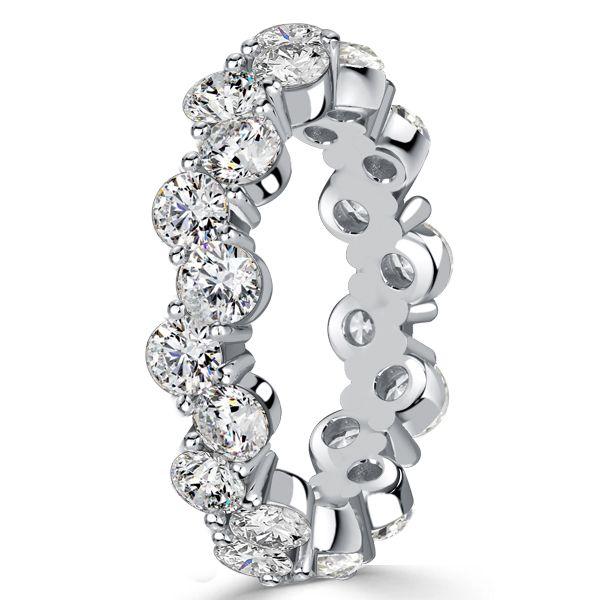 Sterling Silver Staggered Round Cut Cubic Zirconia Eternity Band Ring for Women