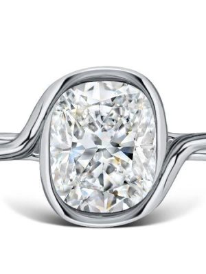 Cushion Cut Solitaire Engagement Ring in Rhodium-Plated 925 Sterling Silver (4.00 CTW)