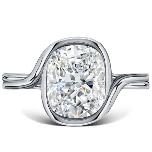 Cushion Cut Solitaire Engagement Ring in Rhodium-Plated 925 Sterling Silver (4.00 CTW)