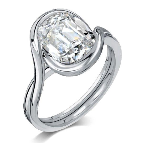 Cushion Cut Solitaire Engagement Ring in Rhodium-Plated 925 Sterling Silver (4.00 CTW)