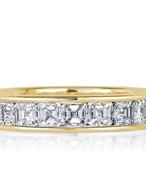 Asscher Cut Eternity Wedding Band for Women, 18K Gold Plated Sterling Silver