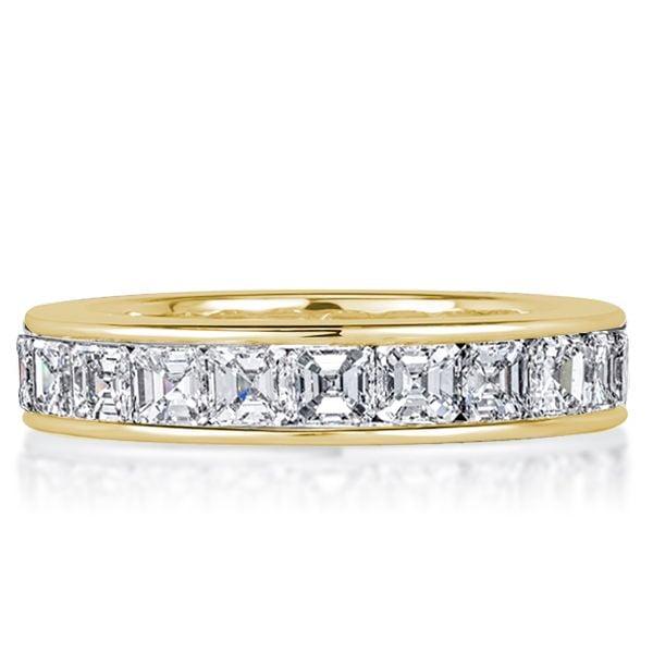 Asscher Cut Eternity Wedding Band for Women, 18K Gold Plated Sterling Silver