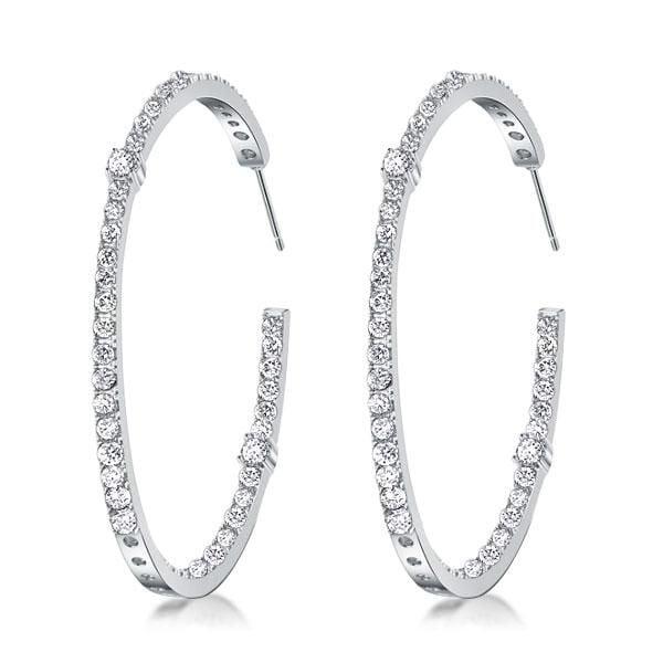 Large Round Cut Hoop Earrings for Women in 925 Sterling Silver with 1.00 CT.