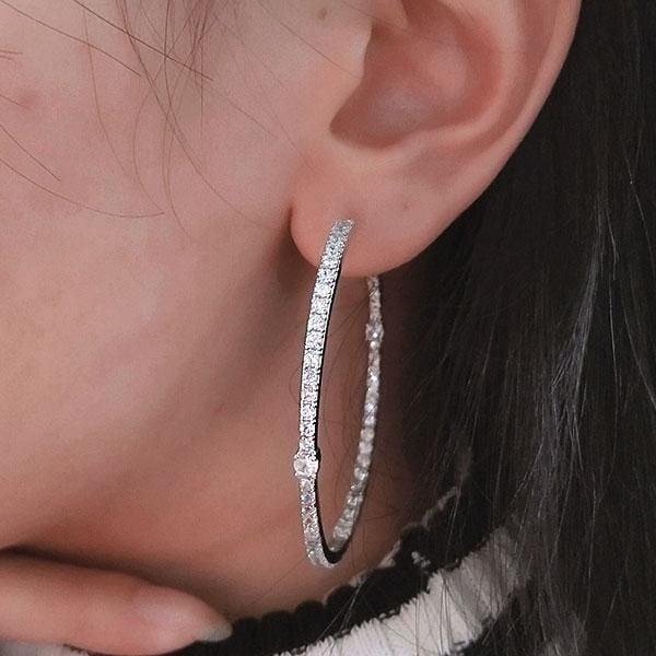 Large Round Cut Hoop Earrings for Women in 925 Sterling Silver with 1.00 CT.