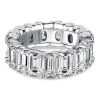 Emerald Cut Sapphire Eternity Band - Sterling Silver, 8 Carat TW