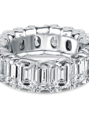 Emerald Cut Sapphire Eternity Band - Sterling Silver, 8 Carat TW