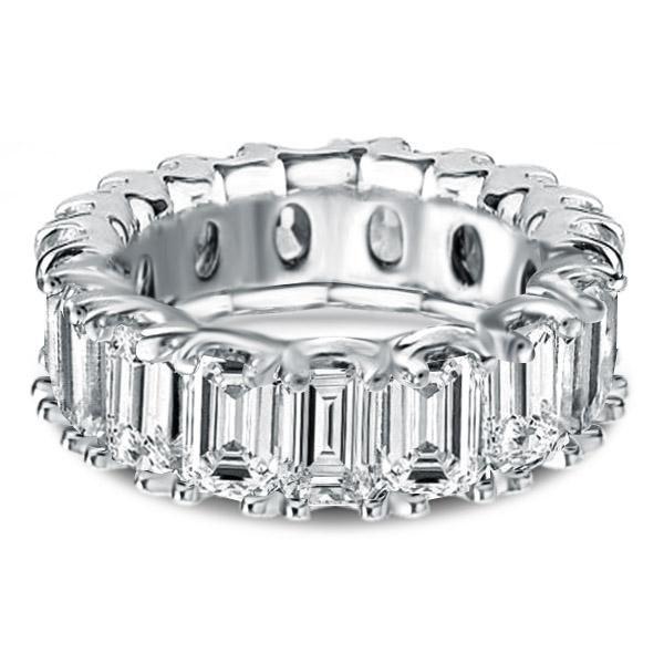 Emerald Cut Sapphire Eternity Band - Sterling Silver, 8 Carat TW