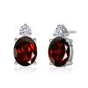 Oval Garnet Stud Earrings - 925 Sterling Silver - 4.20 CT