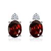 Oval Garnet Stud Earrings - 925 Sterling Silver - 4.20 CT