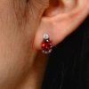 Oval Garnet Stud Earrings - 925 Sterling Silver - 4.20 CT