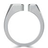 Sterling Silver Emerald Signet Open Ring with Bezel Setting for Women