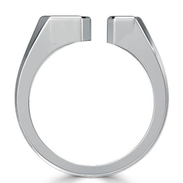 Sterling Silver Emerald Signet Open Ring with Bezel Setting for Women
