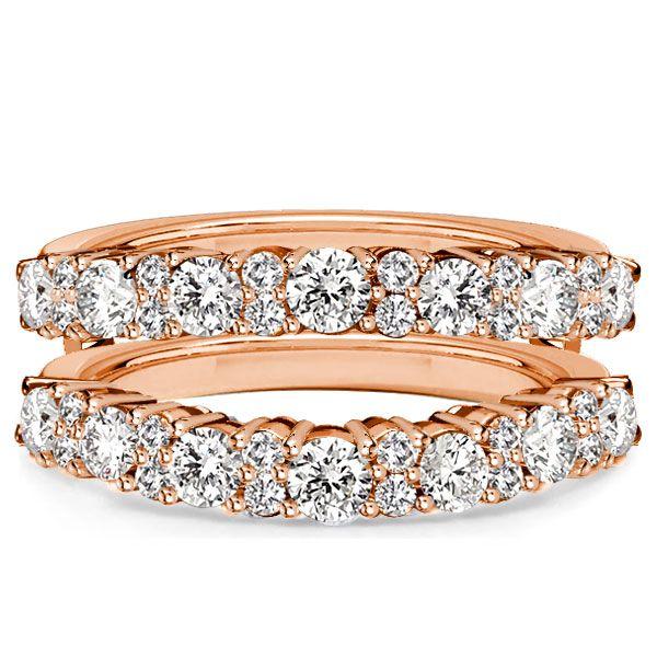 White Sapphire Round Cut Ring Enhancer - 18K Rose Gold Plated Sterling Silver