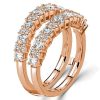 White Sapphire Round Cut Ring Enhancer - 18K Rose Gold Plated Sterling Silver
