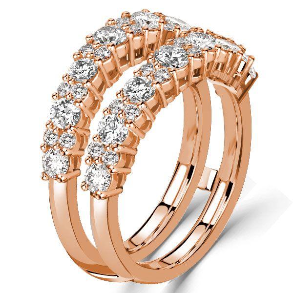 White Sapphire Round Cut Ring Enhancer - 18K Rose Gold Plated Sterling Silver