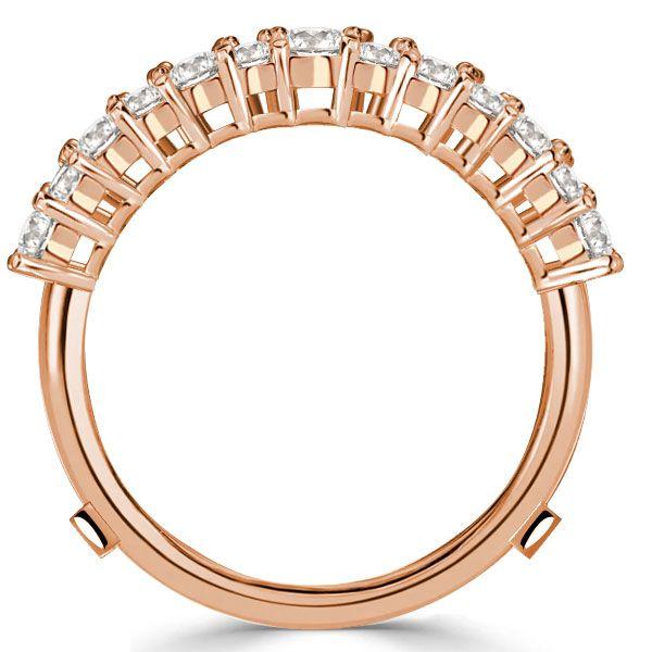 White Sapphire Round Cut Ring Enhancer - 18K Rose Gold Plated Sterling Silver