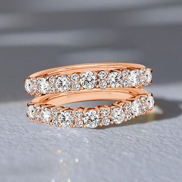 White Sapphire Round Cut Ring Enhancer - 18K Rose Gold Plated Sterling Silver