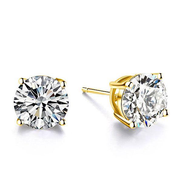 Classic 4-Prong Sapphire Stud Earrings - 18K Gold Plated Sterling Silver