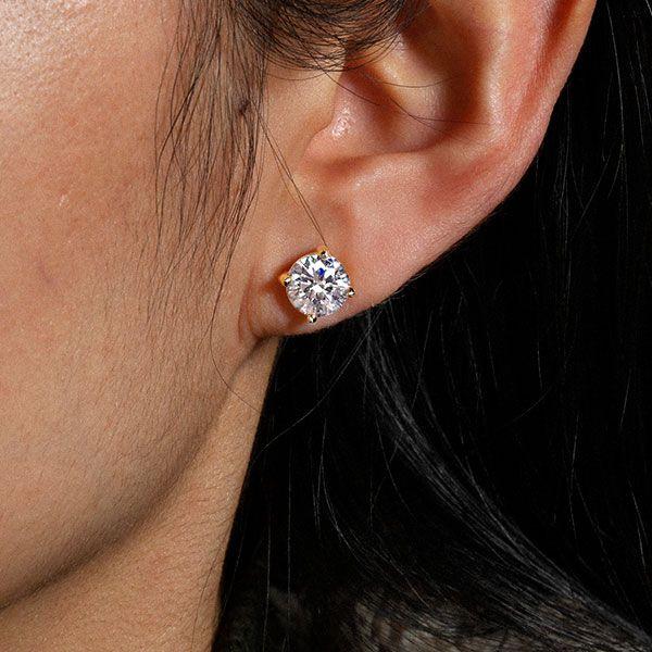 Classic 4-Prong Sapphire Stud Earrings - 18K Gold Plated Sterling Silver
