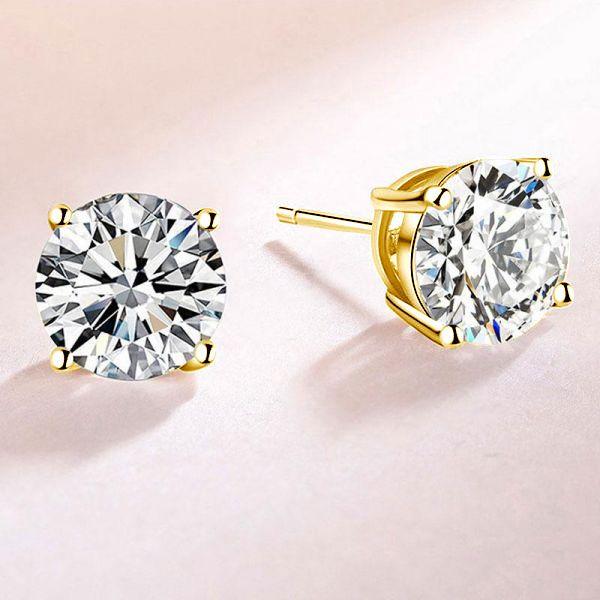 Classic 4-Prong Sapphire Stud Earrings - 18K Gold Plated Sterling Silver