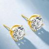 Classic 4-Prong Sapphire Stud Earrings - 18K Gold Plated Sterling Silver