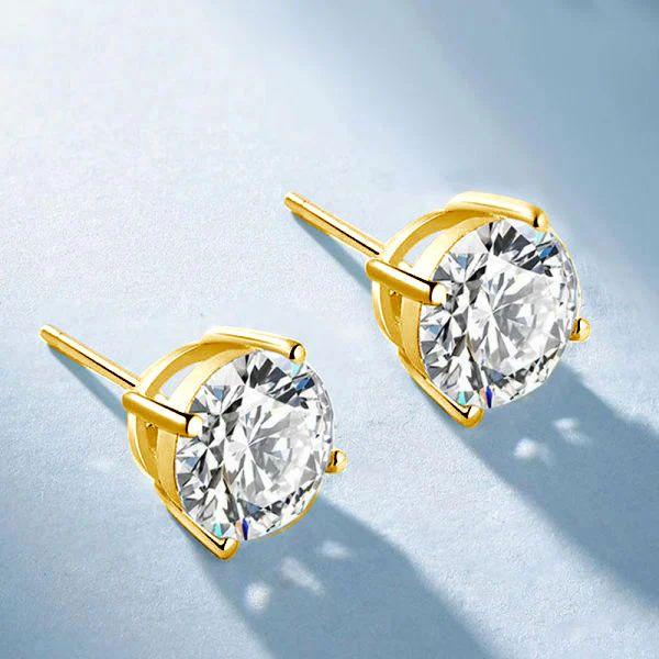 Classic 4-Prong Sapphire Stud Earrings - 18K Gold Plated Sterling Silver