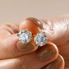 Classic 4-Prong Sapphire Stud Earrings - 18K Gold Plated Sterling Silver