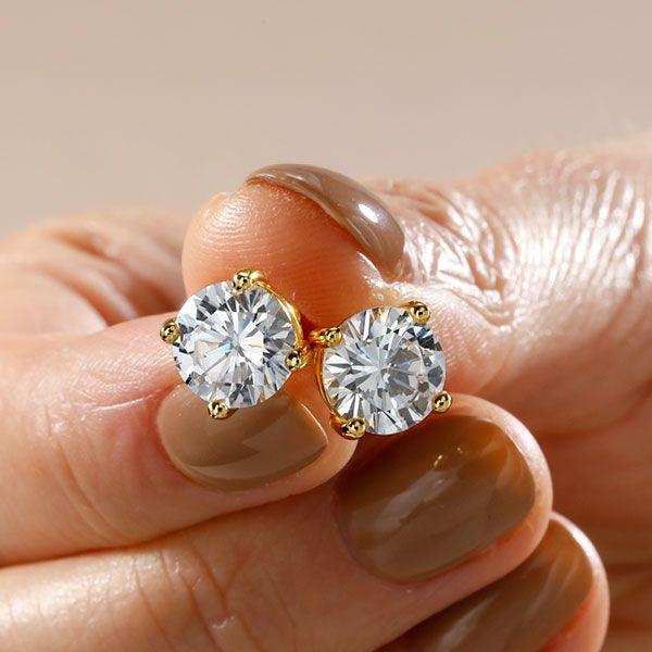 Classic 4-Prong Sapphire Stud Earrings - 18K Gold Plated Sterling Silver