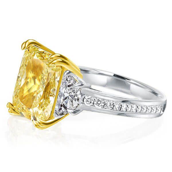 Radiant Cut Yellow Engagement Ring - Sterling Silver, Simulated Diamond