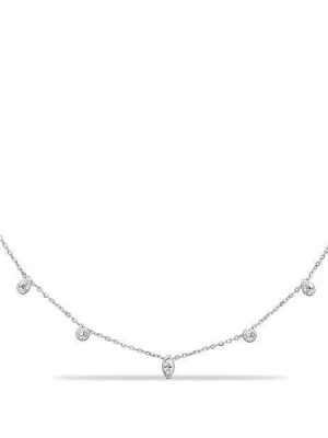 925 Sterling Silver Multi Cut Station Necklace for Women with Rhodium Finish