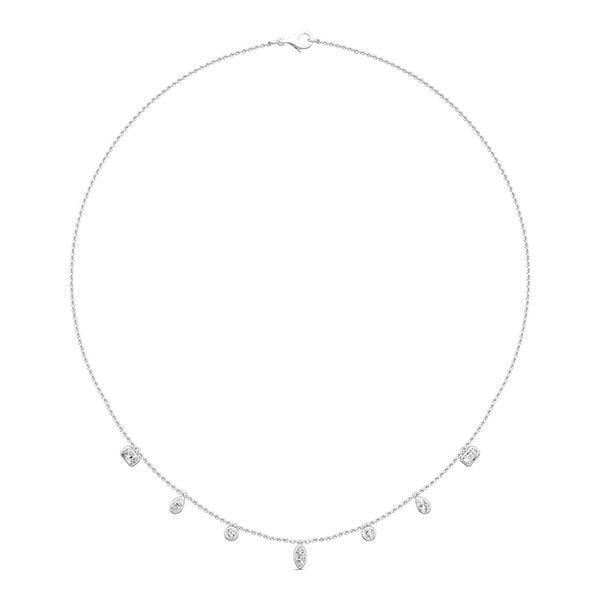 925 Sterling Silver Multi Cut Station Necklace for Women with Rhodium Finish