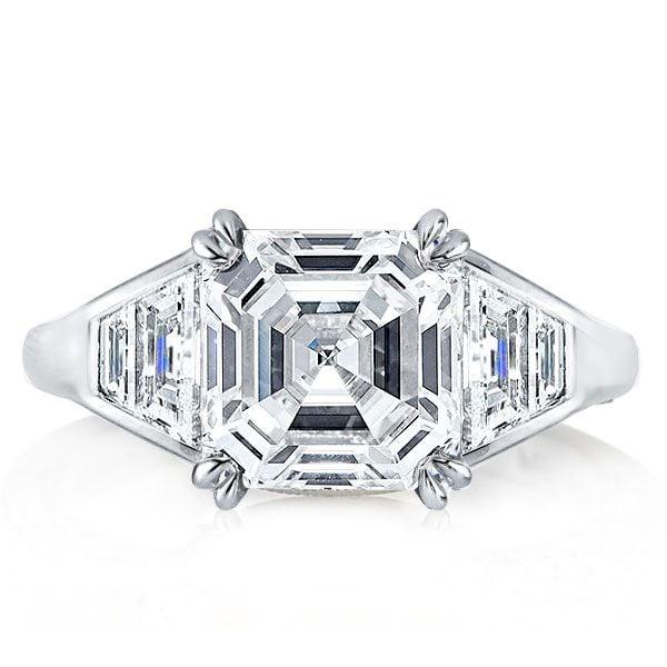 4.00 CT. Asscher Cut Engagement Ring in Rhodium Plated Sterling Silver