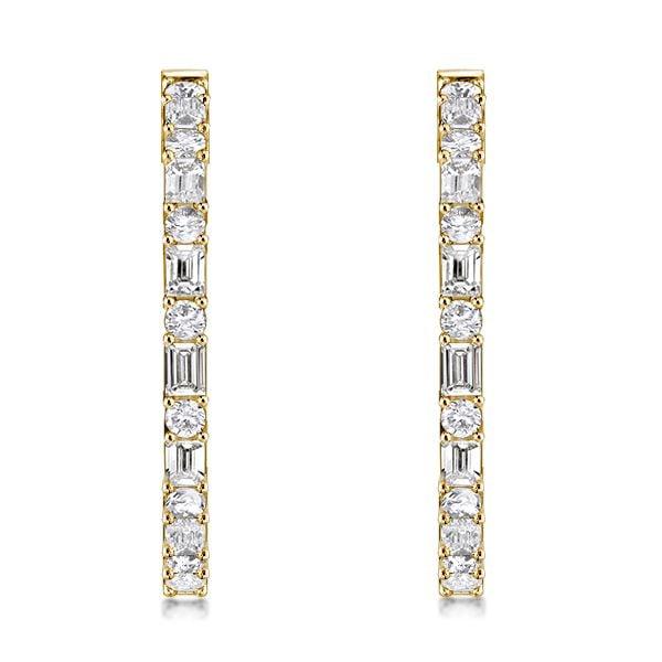 18K Gold Plated Sterling Silver Baguette Hoop Earrings for Women - 7.20 CT. TW.
