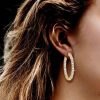 18K Gold Plated Sterling Silver Baguette Hoop Earrings for Women - 7.20 CT. TW.