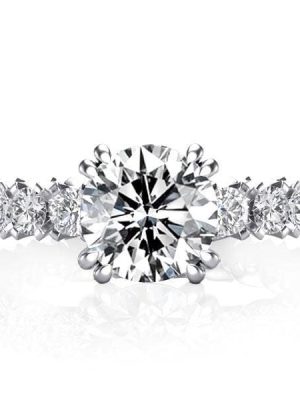 Double Prong Eternity Engagement Ring with 3.00 CT. Created White Sapphire in Sterling Silver