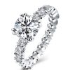 Double Prong Eternity Engagement Ring with 3.00 CT. Created White Sapphire in Sterling Silver