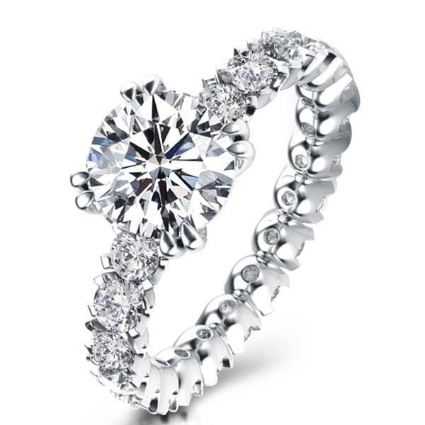 Double Prong Eternity Engagement Ring with 3.00 CT. Created White Sapphire in Sterling Silver