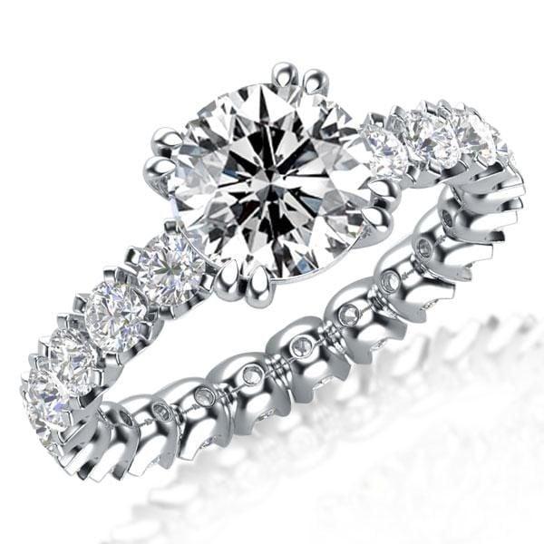 Double Prong Eternity Engagement Ring with 3.00 CT. Created White Sapphire in Sterling Silver