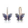 Dancing Butterfly Blue Sapphire Drop Earrings for Women in Sterling Silver