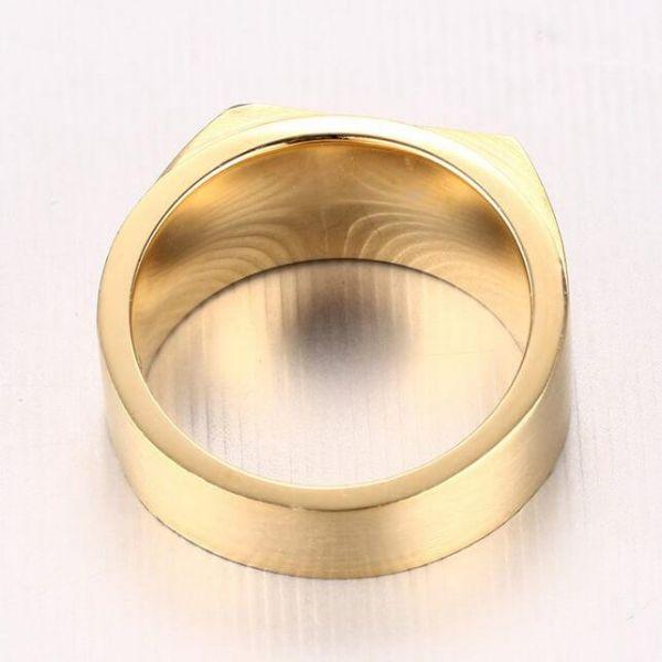 Men's Gold Plated Titanium Steel Band Ring with Sapphire Accent - 10mm