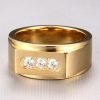 Men's Gold Plated Titanium Steel Band Ring with Sapphire Accent - 10mm