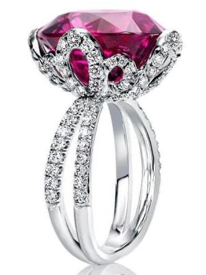 Oval Flower Engagement Ring - 925 Sterling Silver Floral Design
