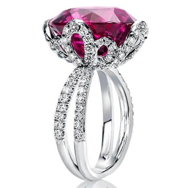 Oval Flower Engagement Ring - 925 Sterling Silver Floral Design
