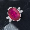 Oval Flower Engagement Ring - 925 Sterling Silver Floral Design