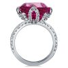 Oval Flower Engagement Ring - 925 Sterling Silver Floral Design