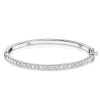 3mm Round Cut Bangle Bracelet in 925 Sterling Silver with Rhodium Finish