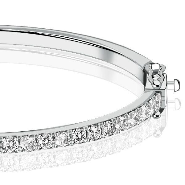 3mm Round Cut Bangle Bracelet in 925 Sterling Silver with Rhodium Finish