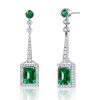 Emerald Cut Drop Earrings in 925 Sterling Silver with Rhodium Finish